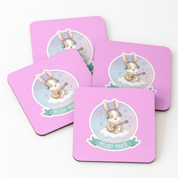 Item preview, Cute Melody Maker Bunny Playing Guitar Sticker designed and sold by Ekracreatives.