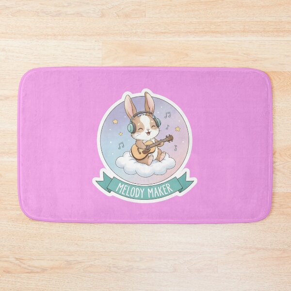 Item preview, Cute Melody Maker Bunny Playing Guitar Sticker designed and sold by Ekracreatives.