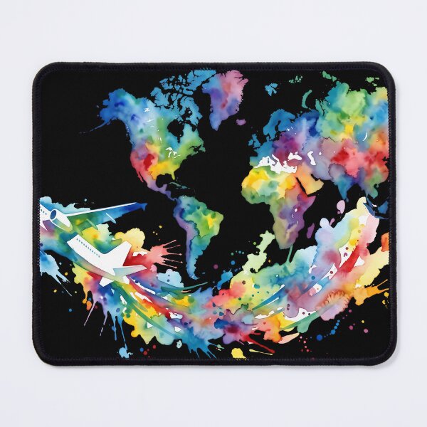 Item preview, Watercolor World Map Airplane Travel designed and sold by Design-Illusi0n.