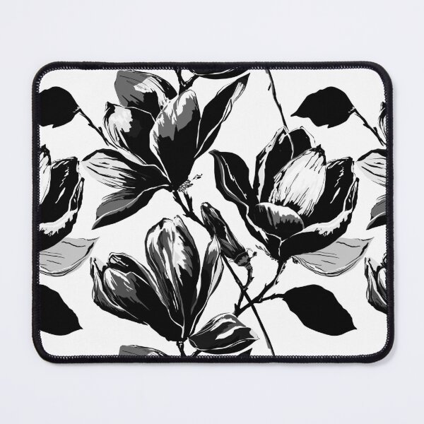 Item preview, Black and White Magnolia Pattern | Monochrome Botanical Floral Print | Modern Minimalist Design designed and sold by MonNoir.