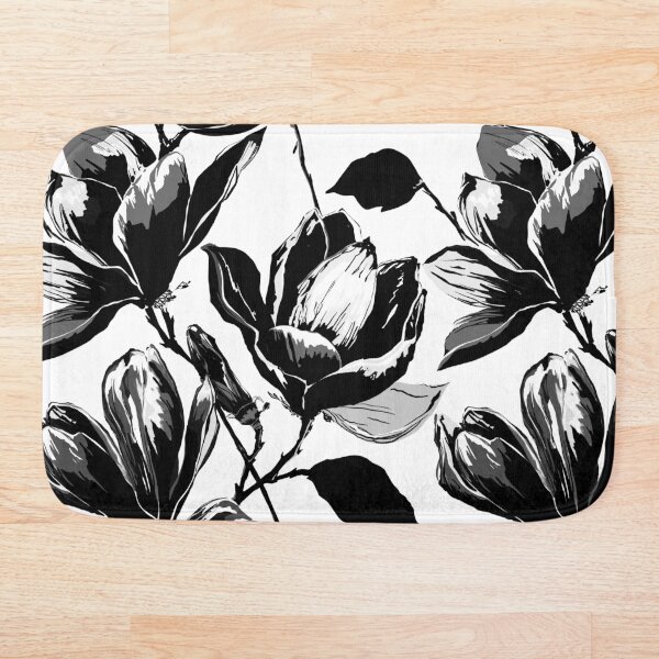 Item preview, Black and White Magnolia Pattern | Monochrome Botanical Floral Print | Modern Minimalist Design designed and sold by MonNoir.