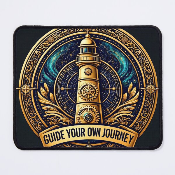 Item preview, Geometric Cosmic Lighthouse Gold Crest Emblem Art designed and sold by MosgYga.