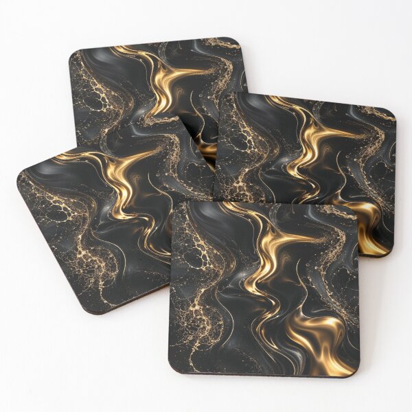 Item preview, Luxury Black & Gold Liquid Metal Abstract – Elegant Metallic Flow designed and sold by RokaCircles.