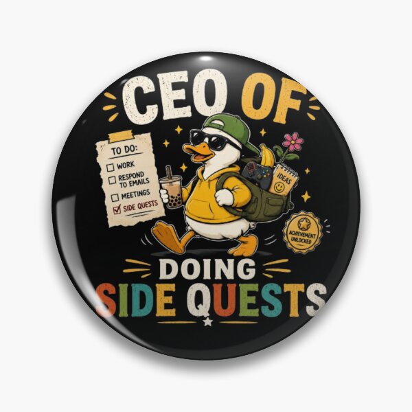 Item preview, CEO of Doing Side Quests Funny Duck Gamer Meme Cute Procrastination Sticker designed and sold by TulipsArtDesigns .