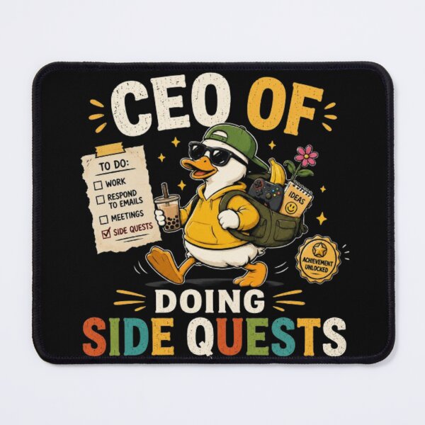 Item preview, CEO of Doing Side Quests Funny Duck Gamer Meme Cute Procrastination Sticker designed and sold by TulipsArtDesigns .