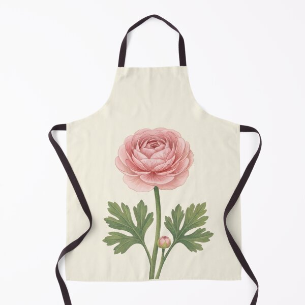 Item preview, Vintage Pink Ranunculus Botanical Illustration with Scientific Label designed and sold by Pasteltone.