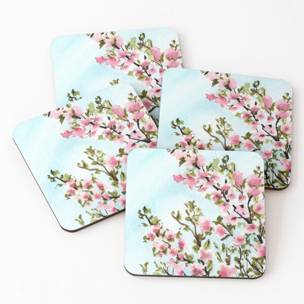 Item preview, Pink Magnolia Blossoms in Watercolor - Blooming Spring Tree Illustration designed and sold by WaterColorCats1.