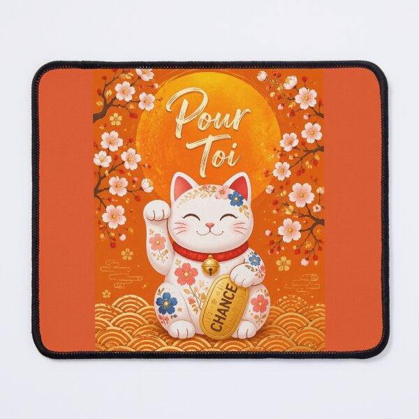 Item preview, Orange Flowering Maneki-Neko Cat in the Sun | "For You" Lucky Charm Decoration designed and sold by Natalia-Vlad.
