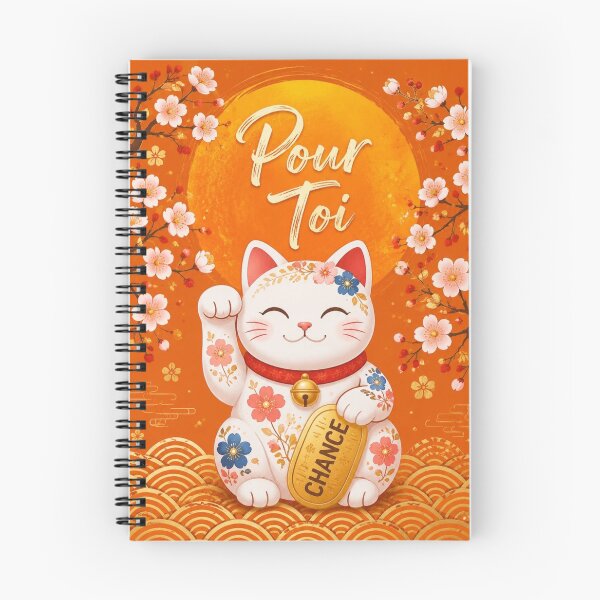 Item preview, Orange Flowering Maneki-Neko Cat in the Sun | "For You" Lucky Charm Decoration designed and sold by Natalia-Vlad.