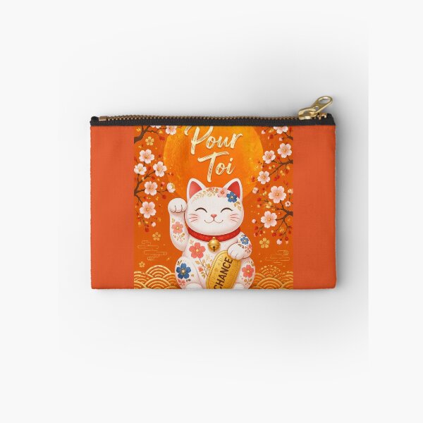 Item preview, Orange Flowering Maneki-Neko Cat in the Sun | "For You" Lucky Charm Decoration designed and sold by Natalia-Vlad.