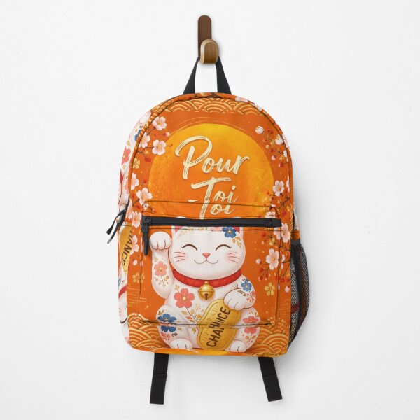 Item preview, Orange Flowering Maneki-Neko Cat in the Sun | "For You" Lucky Charm Decoration designed and sold by Natalia-Vlad.