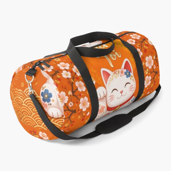 Item preview, Orange Flowering Maneki-Neko Cat in the Sun | "For You" Lucky Charm Decoration designed and sold by Natalia-Vlad.