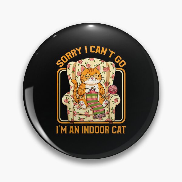 Item preview, Sorry I Cant Go Im An Indoor Cat Cute Retro Knitting Orange Tabby designed and sold by NinigFox.