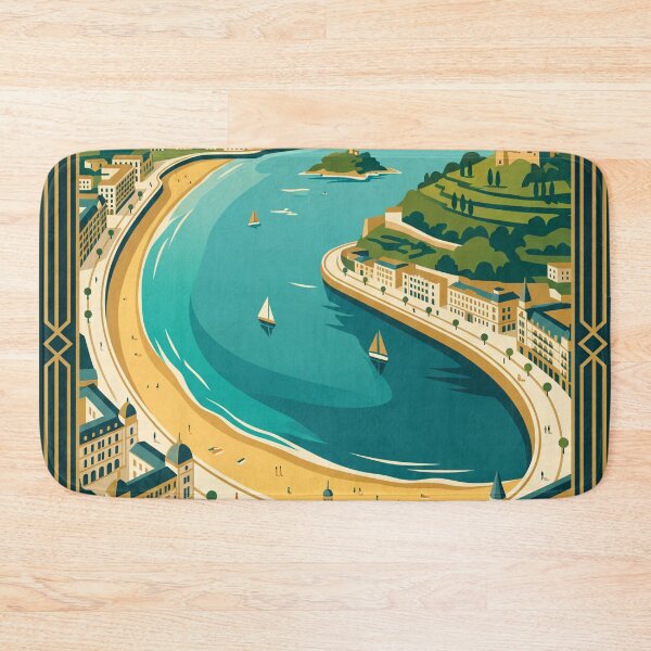 Item preview, San Sebastian Spain Vintage Travel Poster designed and sold by Bomax121.