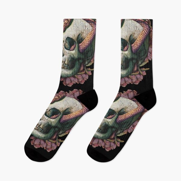 Item preview, Gothic Skull with Snake & Peonies - Dark Cottagecore Botanical designed and sold by Olena Terzi.