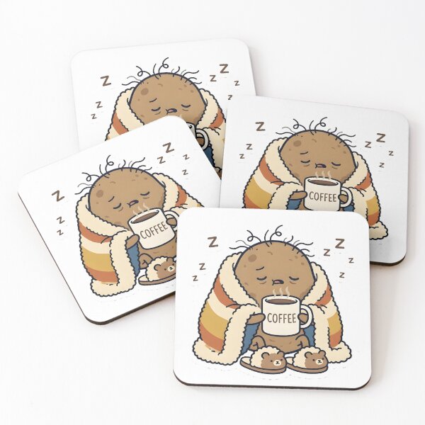 Item preview, Sleepy Potato - Cozy Blanket Coffee Morning Mood Sticker designed and sold by WowDezign.