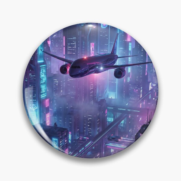 Item preview, Cyberpunk Airplane Futuristic City Night designed and sold by Design-Illusi0n.