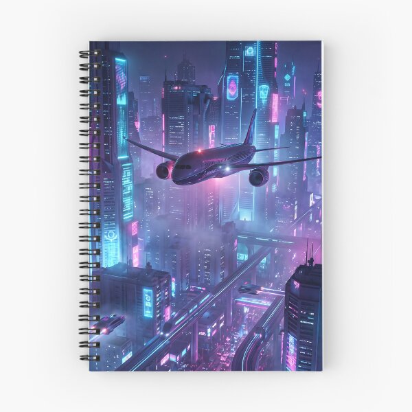 Item preview, Cyberpunk Airplane Futuristic City Night designed and sold by Design-Illusi0n.