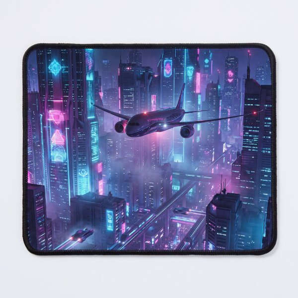 Item preview, Cyberpunk Airplane Futuristic City Night designed and sold by Design-Illusi0n.