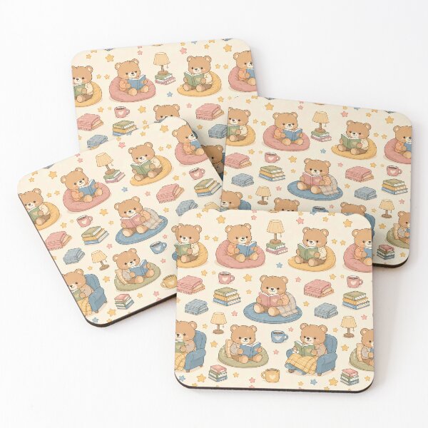 Item preview, Cute Teddy Bear Reading Nook Pattern | Cozy Kawaii Book Lover designed and sold by Soft Berry Studio.