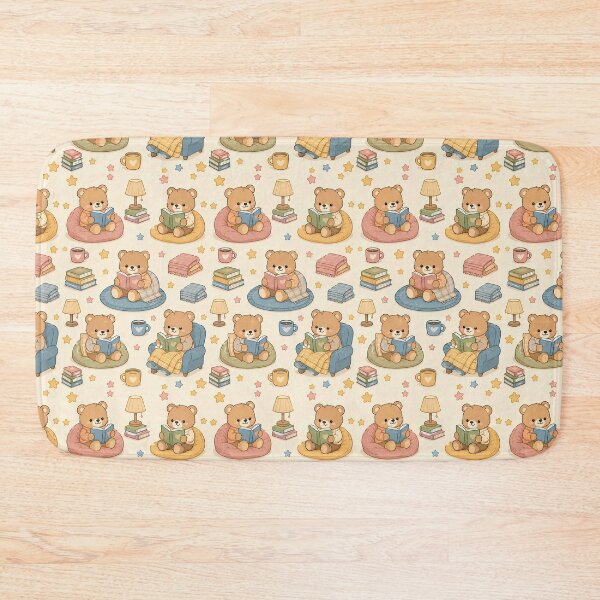 Item preview, Cute Teddy Bear Reading Nook Pattern | Cozy Kawaii Book Lover designed and sold by Soft Berry Studio.