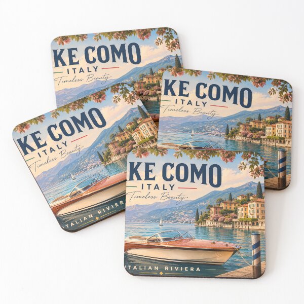 Item preview, Lake Como Italy Vintage Travel Poster | Classic Wooden Boat Wall Art designed and sold by Asfyi.
