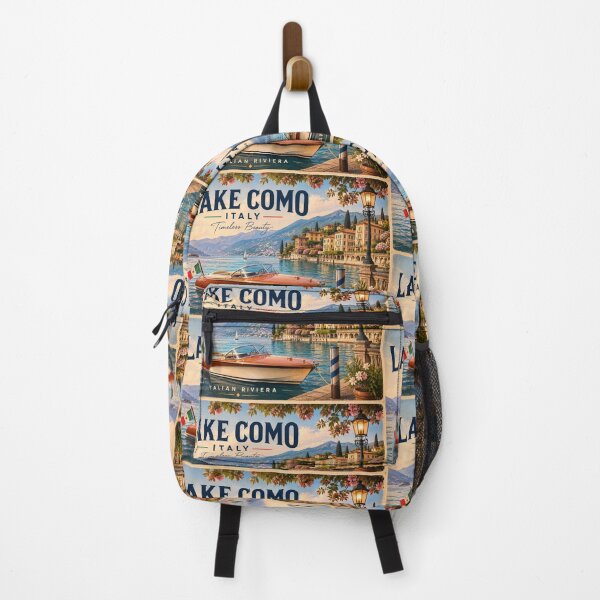 Item preview, Lake Como Italy Vintage Travel Poster | Classic Wooden Boat Wall Art designed and sold by Asfyi.