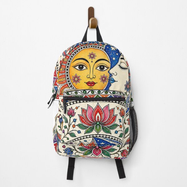 Item preview, A colorful Madhubani-inspired celestial artwork of sun, moon, lotus, and fishes designed and sold by Ink Matrix.
