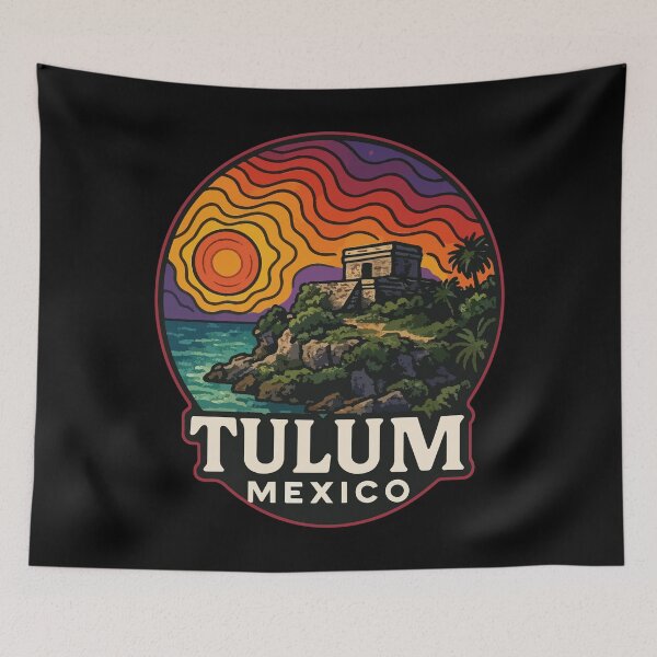 Item preview, Tulum Mexico Mayan Ruins Trippy Travel designed and sold by TomFrontierArt.