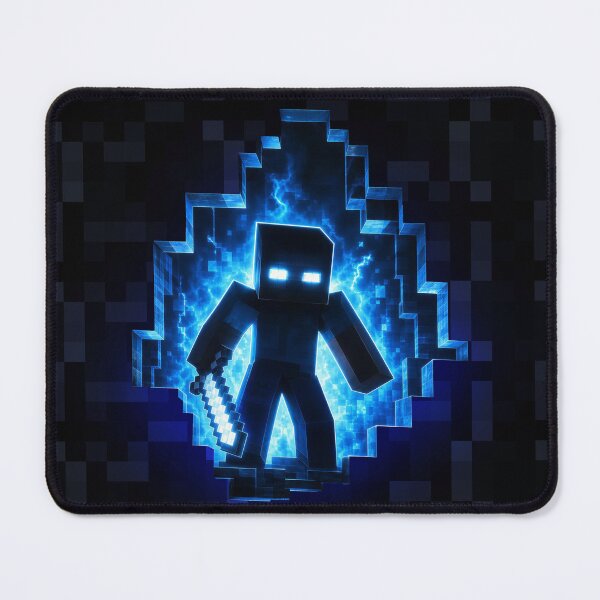 Item preview, Black Blue blocky hole 2d to 3d world minecrafter herobrine Halloween art designed and sold by Infdesigner.