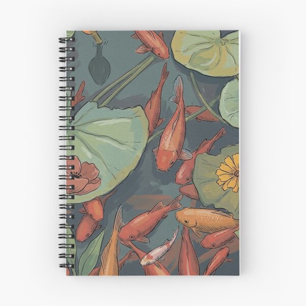 Item preview, Koi Fish Pond Illustration with Lily Pads and Flowers designed and sold by Butterfly-Dream.