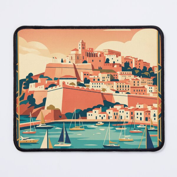 Item preview, Ibiza Town Spain Vintage Travel Poster designed and sold by Bomax121.