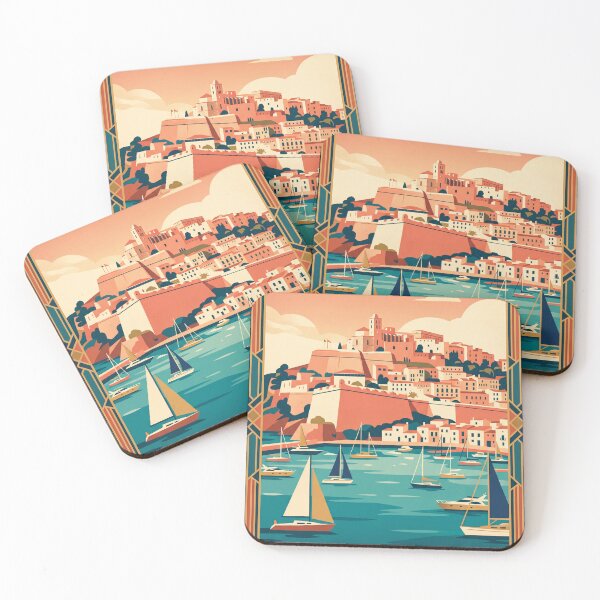 Item preview, Ibiza Town Spain Vintage Travel Poster designed and sold by Bomax121.
