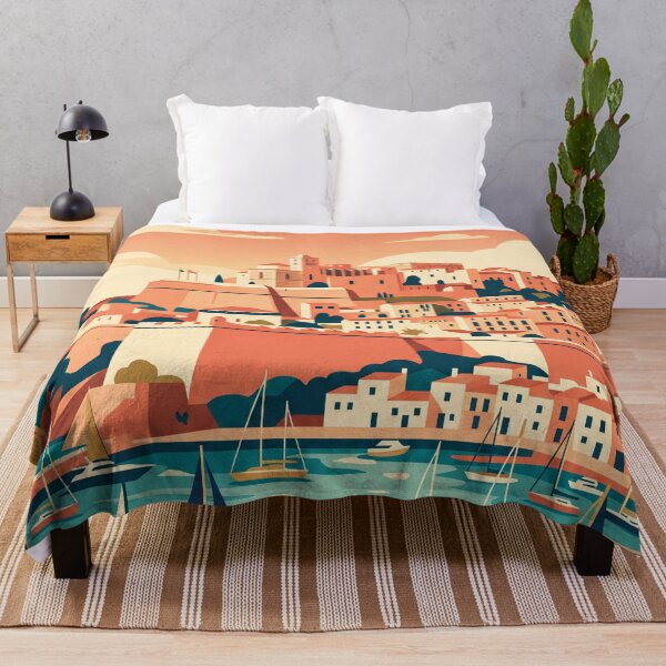 Item preview, Ibiza Town Spain Vintage Travel Poster designed and sold by Bomax121.