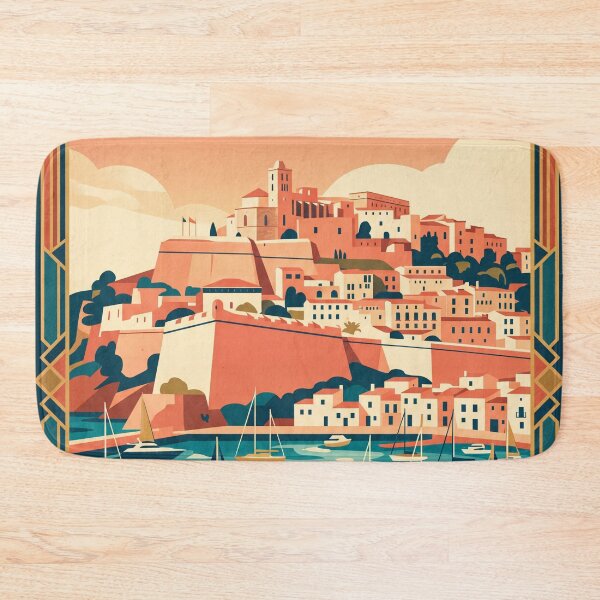 Item preview, Ibiza Town Spain Vintage Travel Poster designed and sold by Bomax121.
