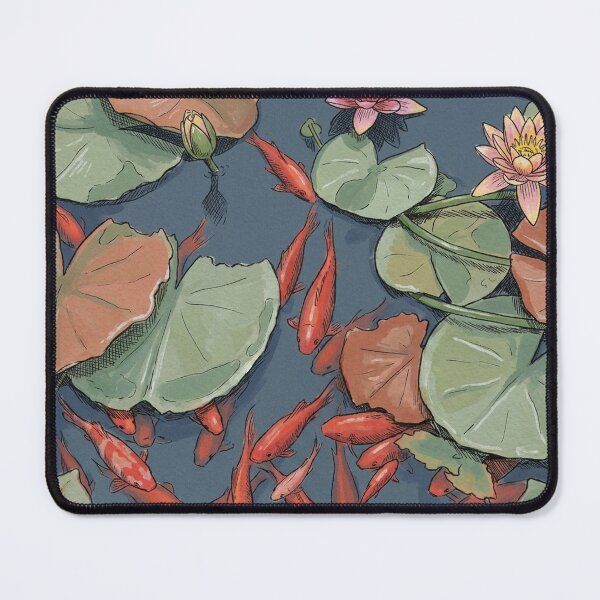 Item preview, Koi Fish Pond with Lily Pads and Water Lilies Illustration designed and sold by Butterfly-Dream.