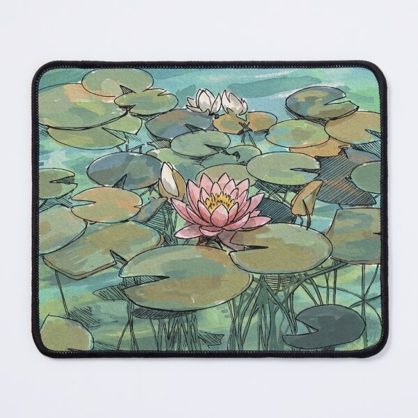 Item preview, Pink Water Lily Pond Watercolor Sketch Nature Art designed and sold by Butterfly-Dream.