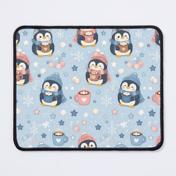 Item preview, Cute Penguin Winter Cocoa Pattern | Cozy Kawaii Snow Aesthetic designed and sold by Soft Berry Studio.