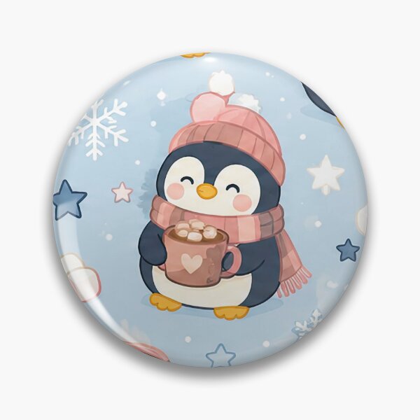 Item preview, Cute Penguin Winter Cocoa Pattern | Cozy Kawaii Snow Aesthetic designed and sold by Soft Berry Studio.