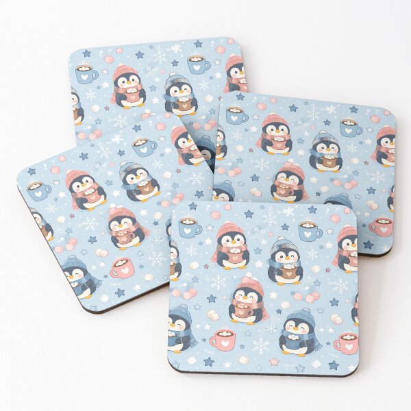 Item preview, Cute Penguin Winter Cocoa Pattern | Cozy Kawaii Snow Aesthetic designed and sold by Soft Berry Studio.