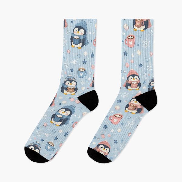 Item preview, Cute Penguin Winter Cocoa Pattern | Cozy Kawaii Snow Aesthetic designed and sold by Soft Berry Studio.
