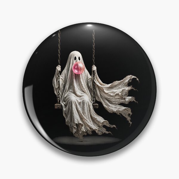 Item preview, Cute Spooky Ghost on a Swing Blowing Bubble Gum Aesthetic designed and sold by NinigFox.