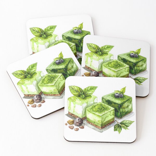 Item preview, Japanese Matcha Cake Watercolor Painting designed and sold by BetweenForms.