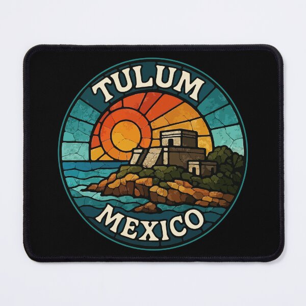 Item preview, Tulum Mexico Mayan Ruins Stained Glass Travel designed and sold by TomFrontierArt.