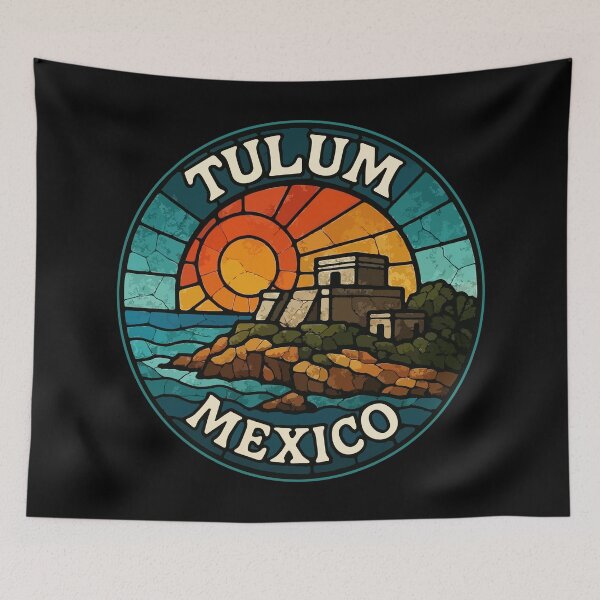 Item preview, Tulum Mexico Mayan Ruins Stained Glass Travel designed and sold by TomFrontierArt.