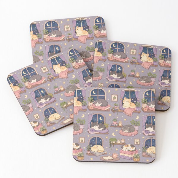 Item preview, Cute Cozy Cat Window Seat Pattern | Kawaii Nighttime Comfort designed and sold by Soft Berry Studio.