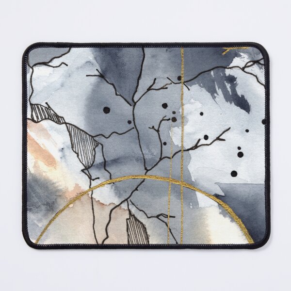 Item preview, Abstract Gold and Charcoal Watercolor - Modern Geometric Ink Art designed and sold by WaterColorCats1.