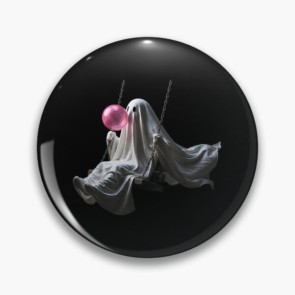 Item preview, Cute Spooky Ghost on a Swing Blowing Bubble Gum Aesthetic designed and sold by NinigFox.