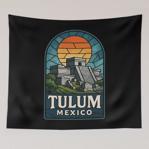 Item preview, Tulum Mexico Mayan Ruins Stained Glass Art designed and sold by TomFrontierArt.