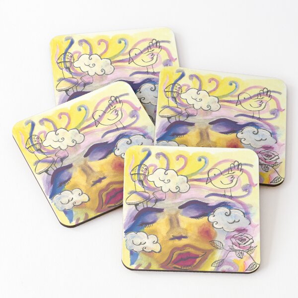 Item preview, Surreal Warm Yellow Cloud Dream Messy Mixed Media  designed and sold by BOKEbyTC.